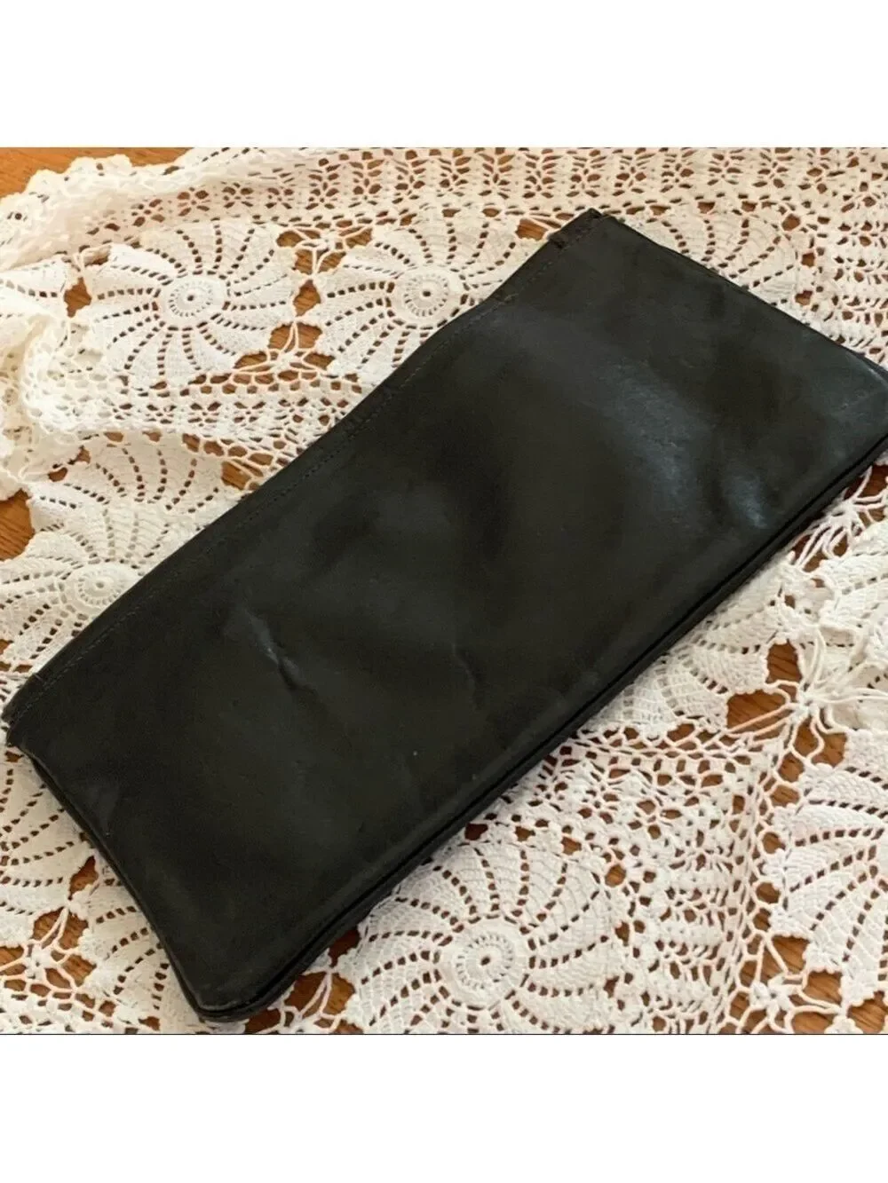 VINTAGE Genuine Leather envelope style clutch evening casual minimalist